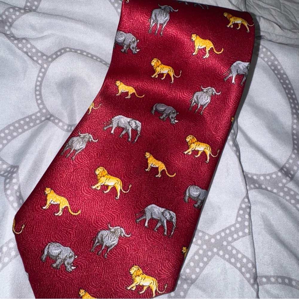 Red Tie with Animal Motif